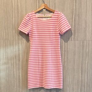 Lilly Pulitzer Pink and White Striped Short-Sleeve Sheath Dress